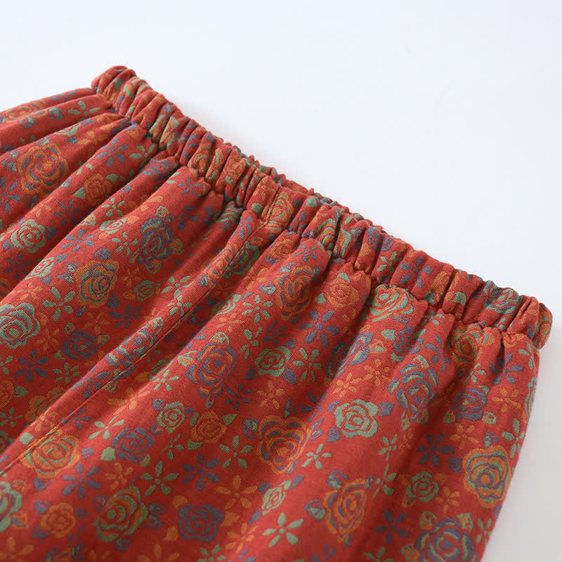 Yarn-dyed Rose Cotton Flannel Pajama Set