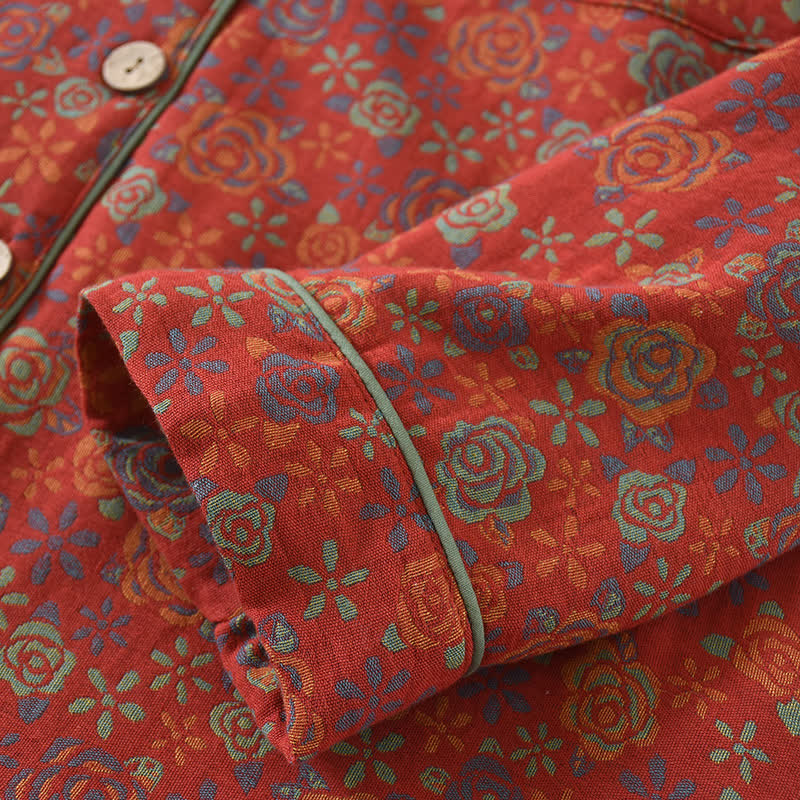 Yarn-dyed Rose Cotton Flannel Pajama Set