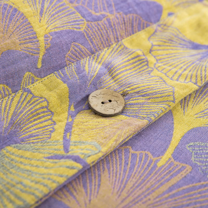 Button Ginkgo Leaf Cotton Bedding Set (4PCS) - image 9