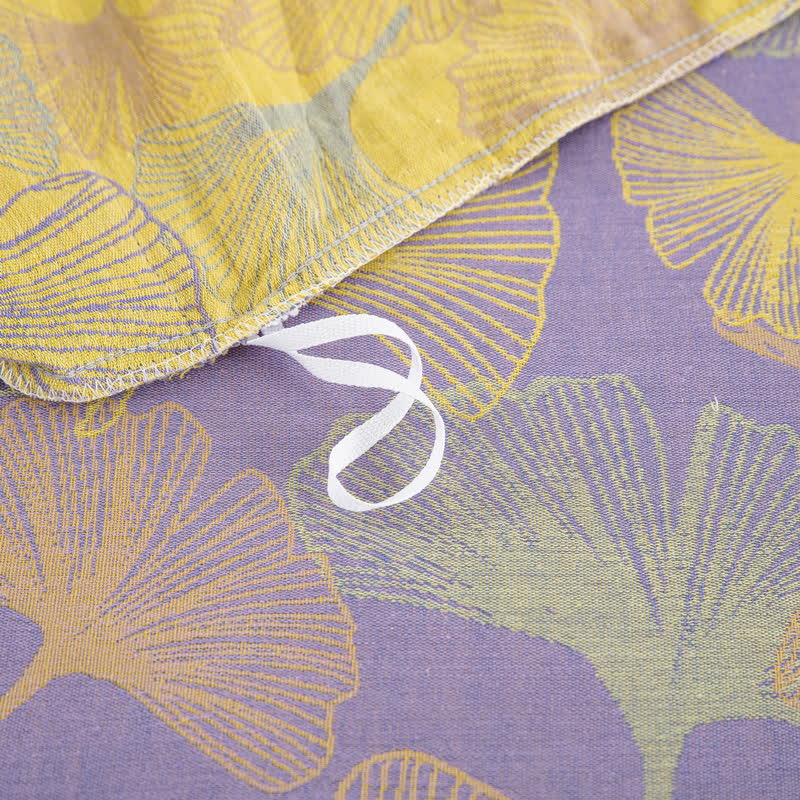 Button Ginkgo Leaf Cotton Bedding Set (4PCS)