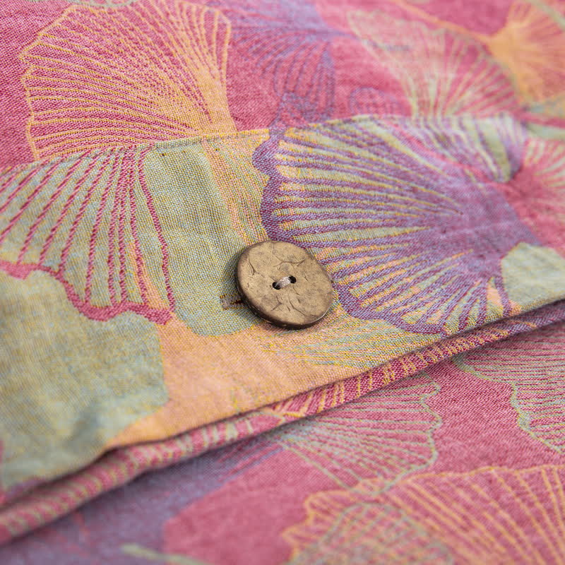 Button Ginkgo Leaf Cotton Bedding Set (4PCS) - image 31
