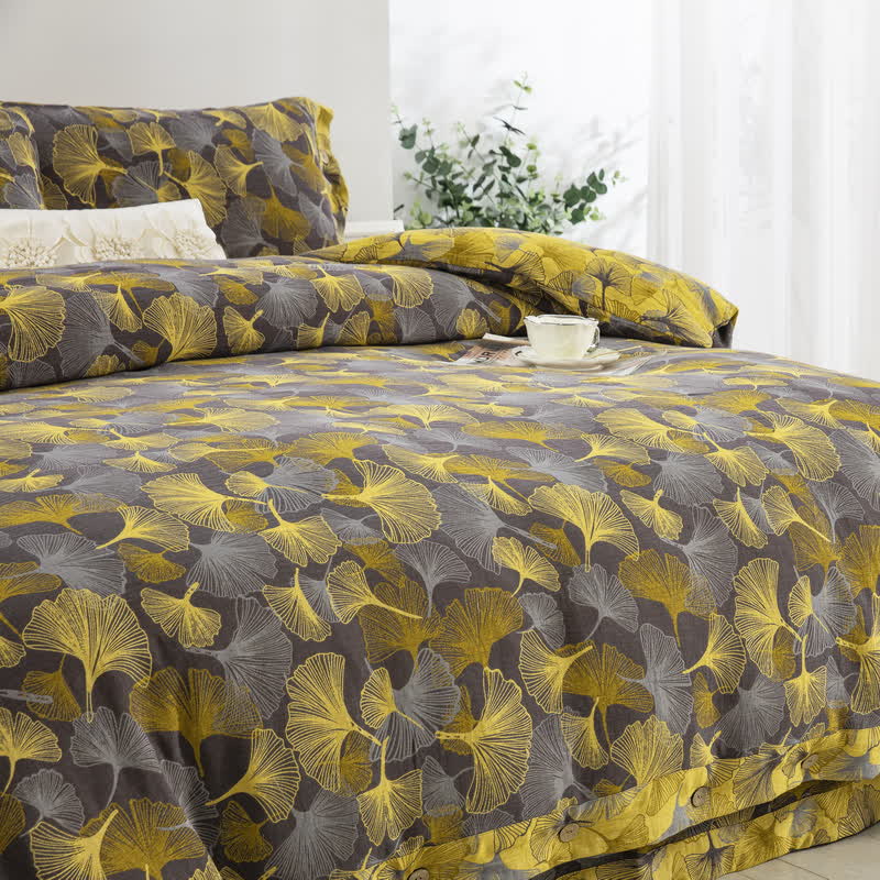 Button Ginkgo Leaf Cotton Bedding Set (4PCS) - image 14