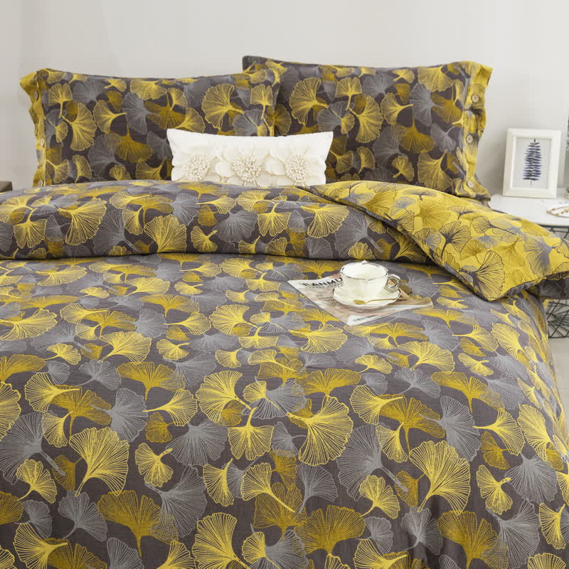 Button Ginkgo Leaf Cotton Bedding Set (4PCS) - image 12