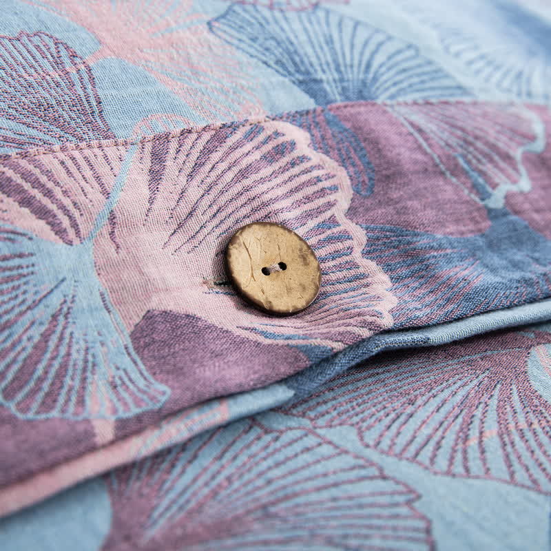 Button Ginkgo Leaf Cotton Bedding Set (4PCS)