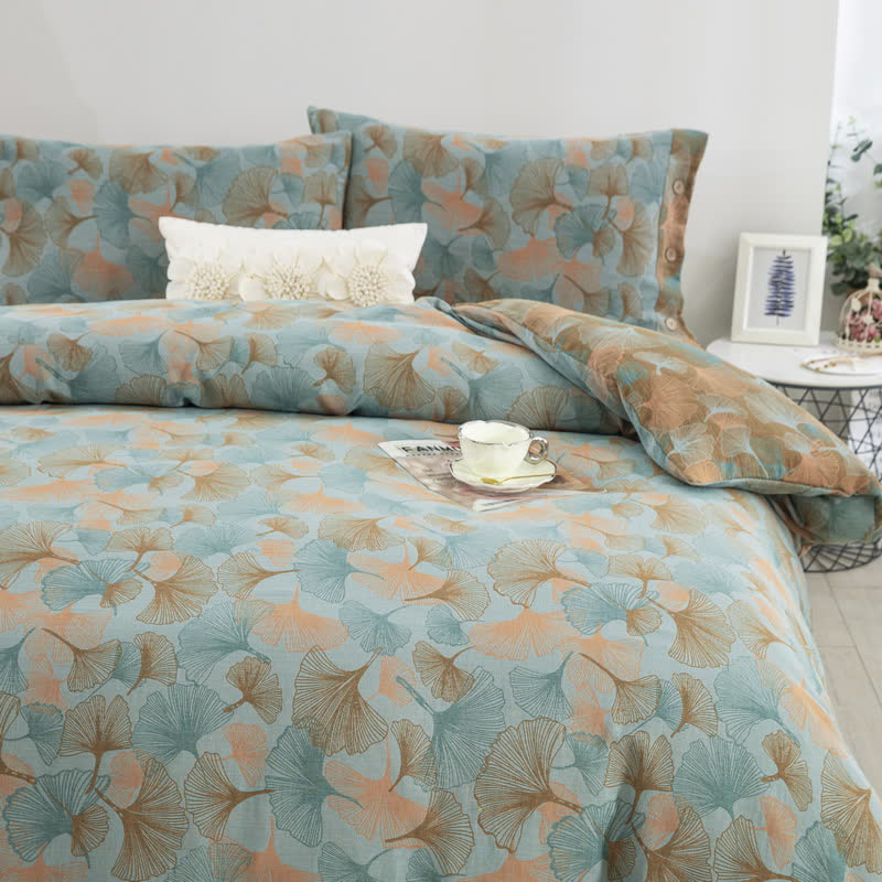 Button Ginkgo Leaf Cotton Bedding Set (4PCS) - image 48