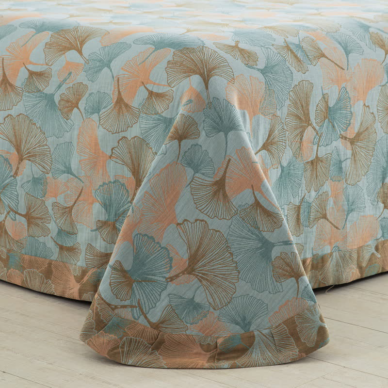 Button Ginkgo Leaf Cotton Bedding Set (4PCS)