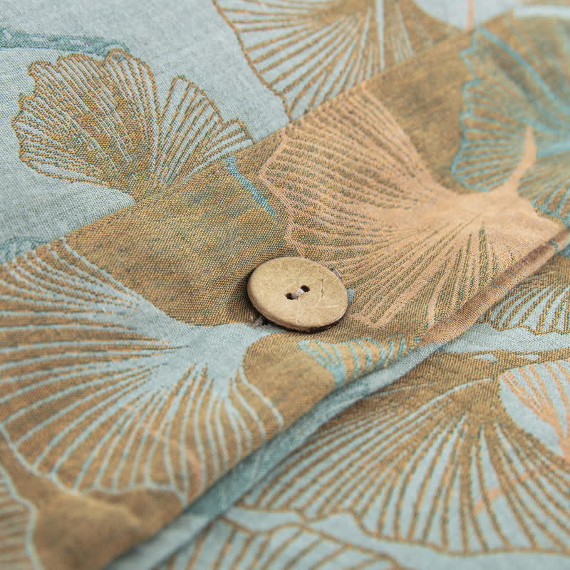 Button Ginkgo Leaf Cotton Bedding Set (4PCS)