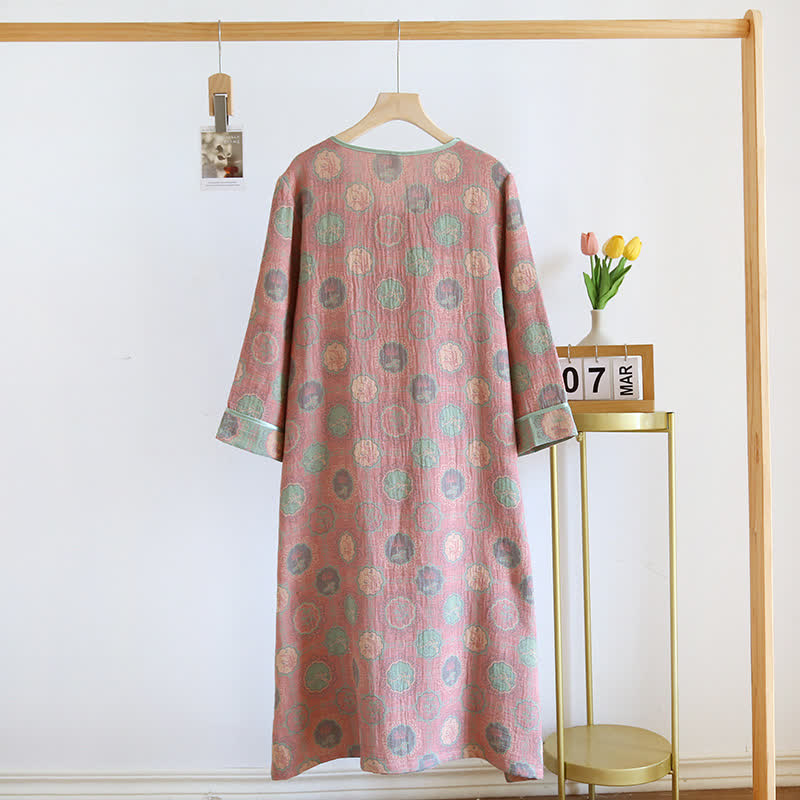 Three-quarter Sleeves Cotton Gauze Nightgown