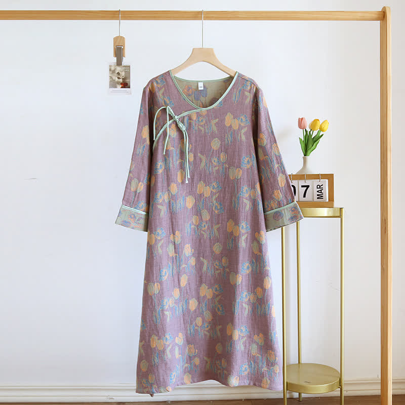 Jacquard Tulip Cotton Gauze Nightgown