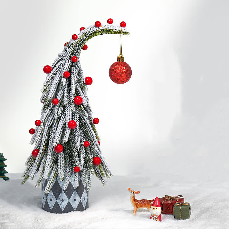 Christmas Tree Potted Home Decoration - White & Red - 2PCS - 5.91" x 11.8" - image 14
