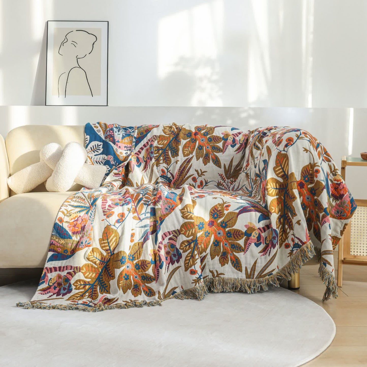 Retro Leaf Cotton Gauze Lightweight Quilt