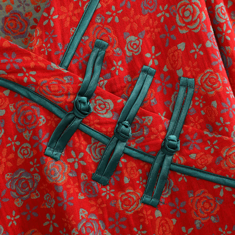 Plus Size Frog Button Rose Cotton Pajama Set - image 7