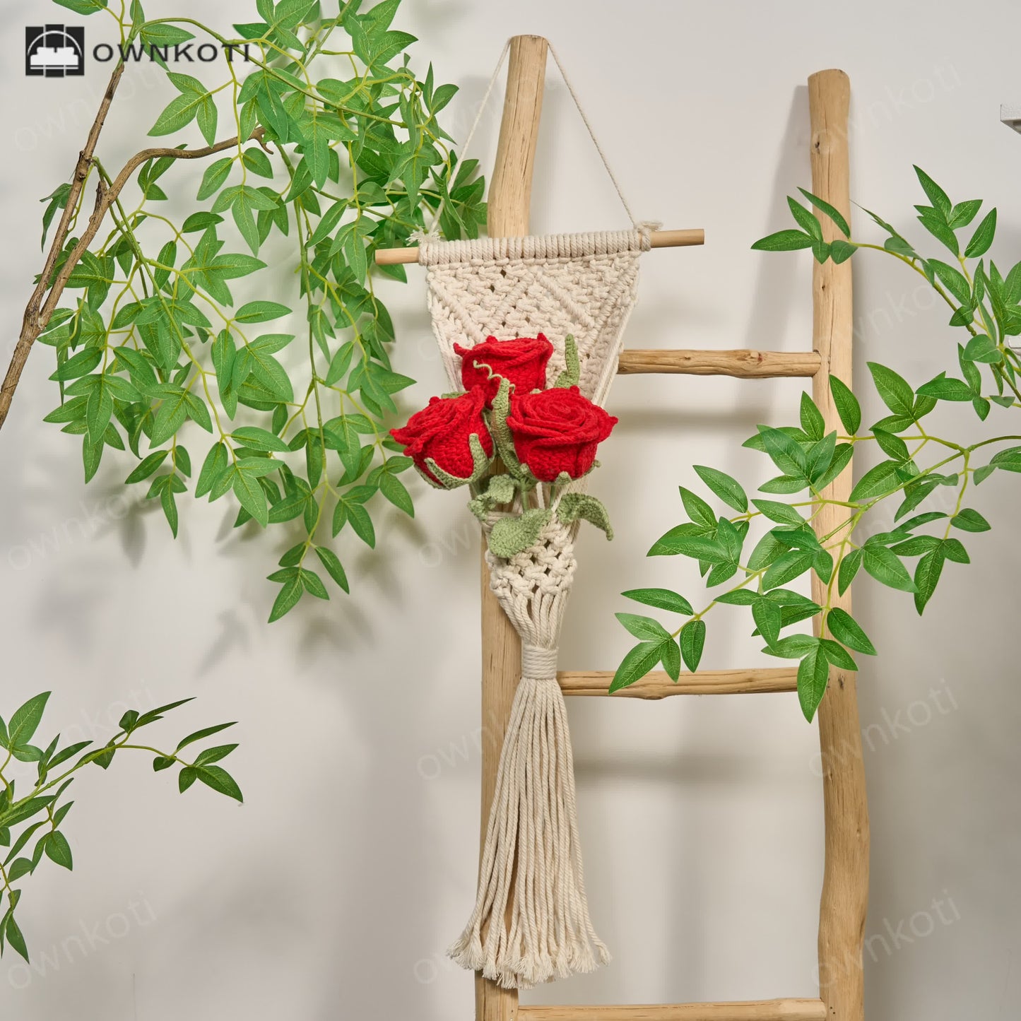 Hand-woven Bright Rose Bouquet Ornament