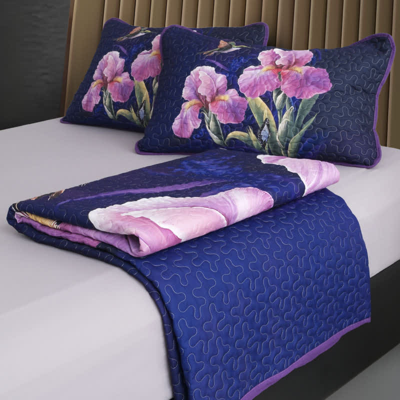 Floral Bird Quilted Soft Bedding Set(3PCS) - image 3