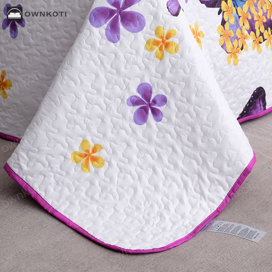 Rural Butterfly Quilted Bedding Set(3PCS)