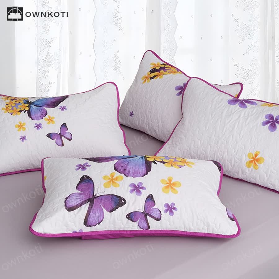Rural Butterfly Quilted Bedding Set(3PCS)