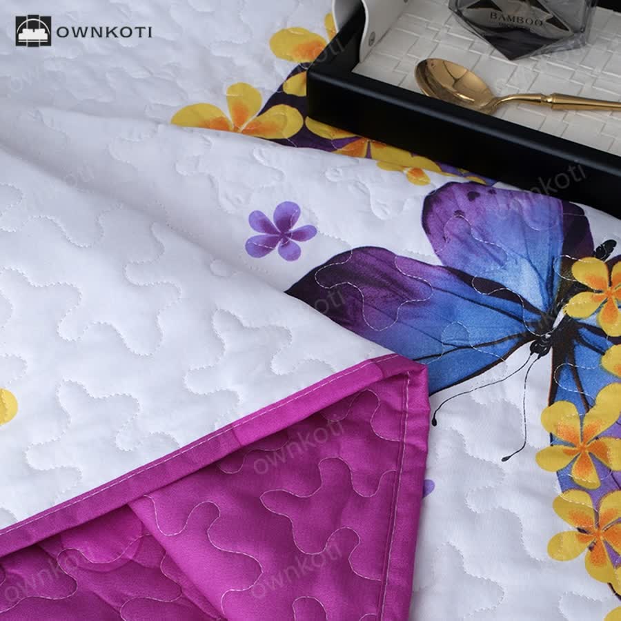 Rural Butterfly Quilted Bedding Set(3PCS)