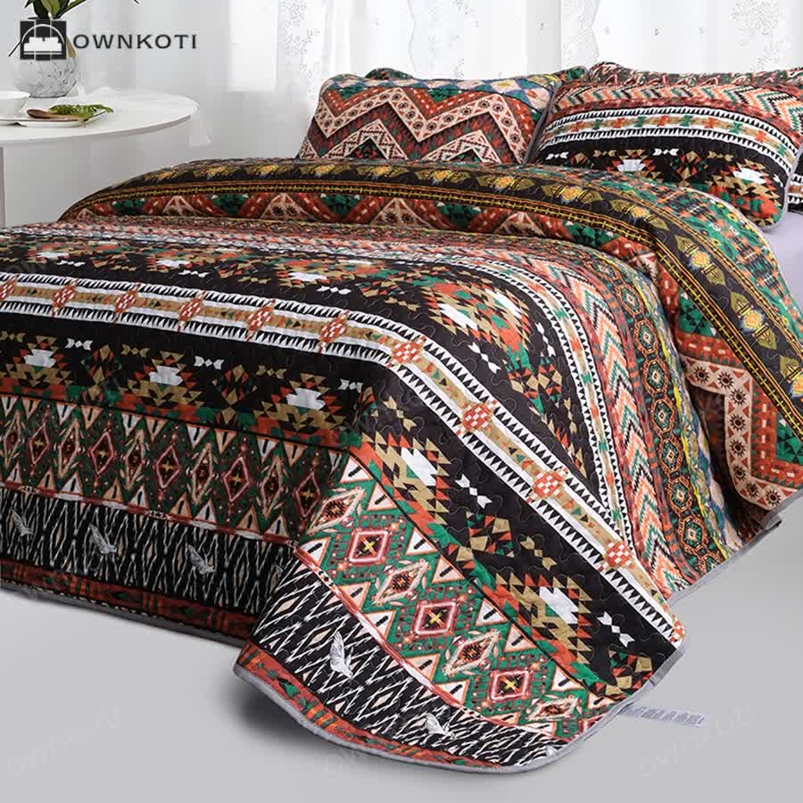 Bohemian Quilted Breathable Soft Bedding Set(3PCS)
