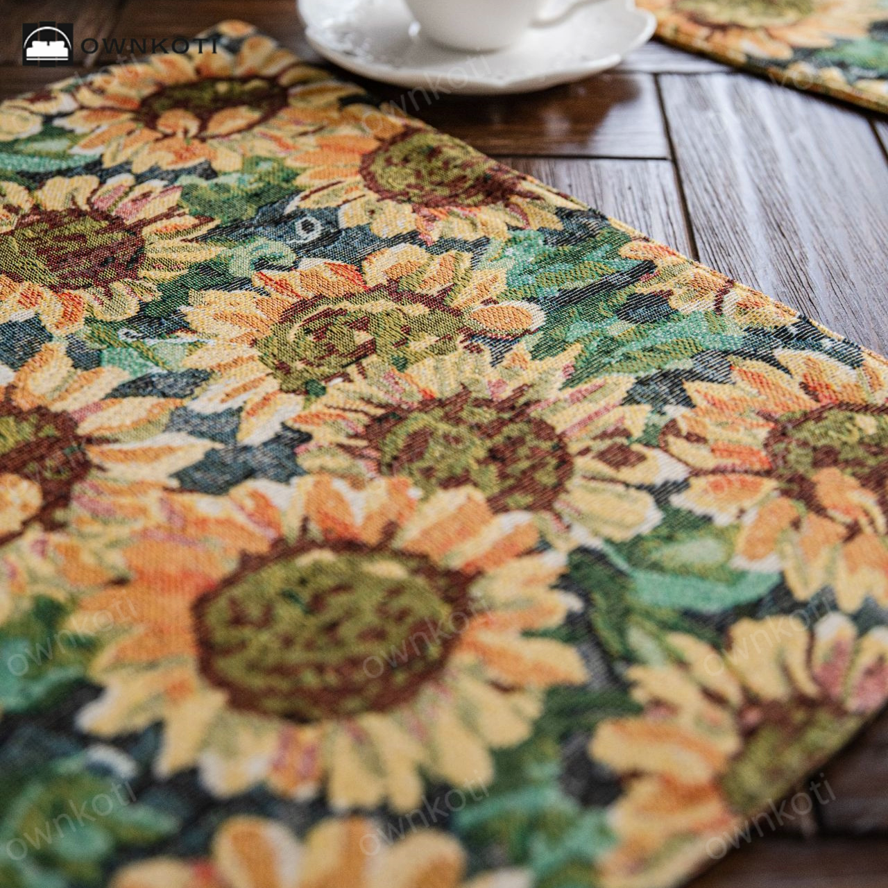 Jacquard Floral Sunflower Placemat Set(4PCS)