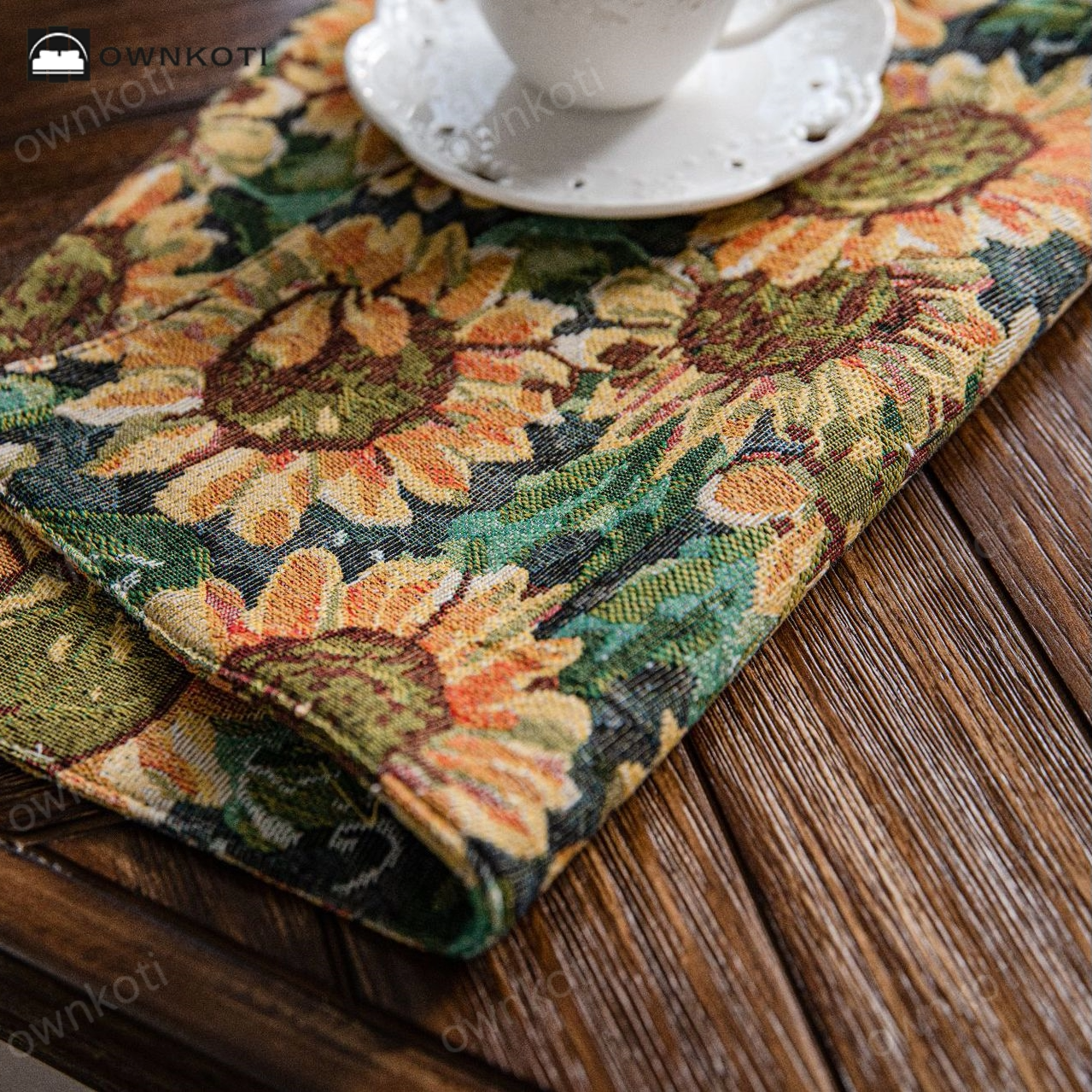 Jacquard Floral Sunflower Placemat Set(4PCS)