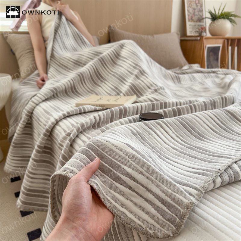 Cotton Gauze Striped Breathable Comfy Quilt