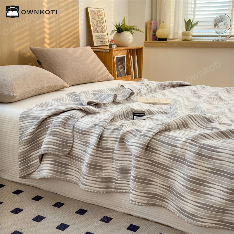 Cotton Gauze Striped Breathable Comfy Quilt