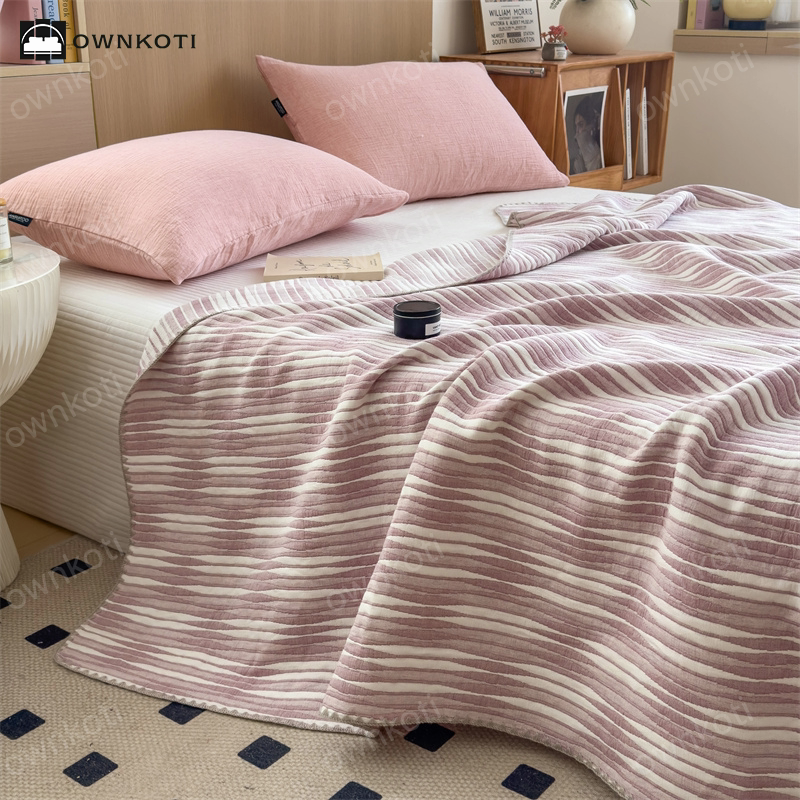 Cotton Gauze Striped Breathable Comfy Quilt