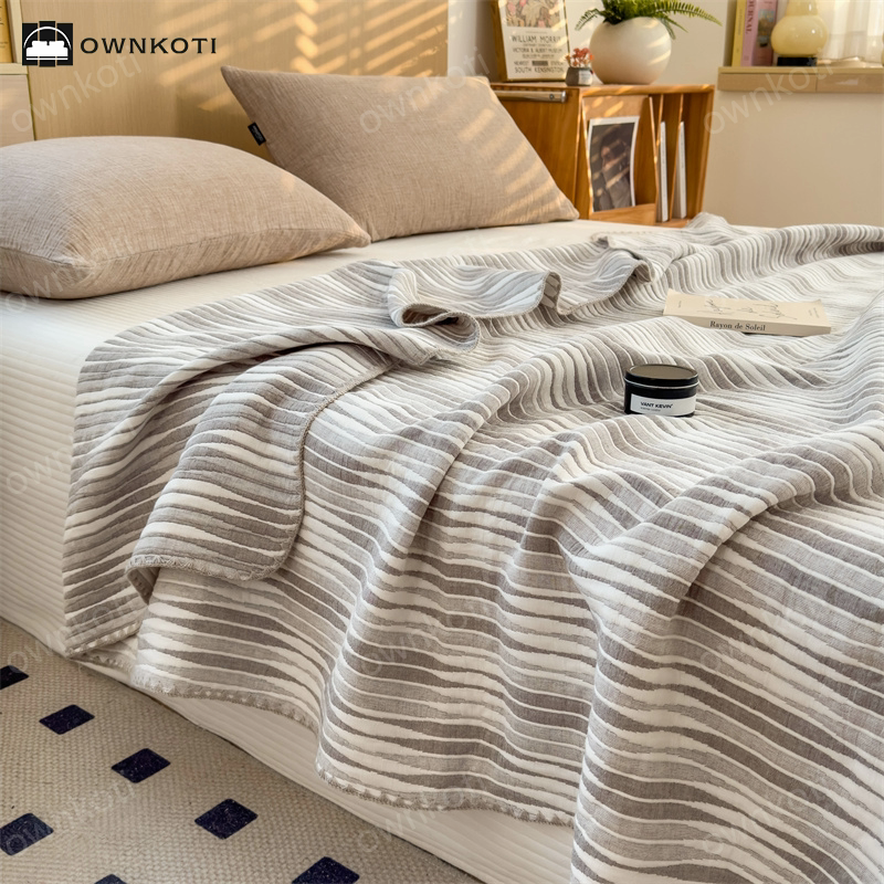 Cotton Gauze Striped Breathable Comfy Quilt