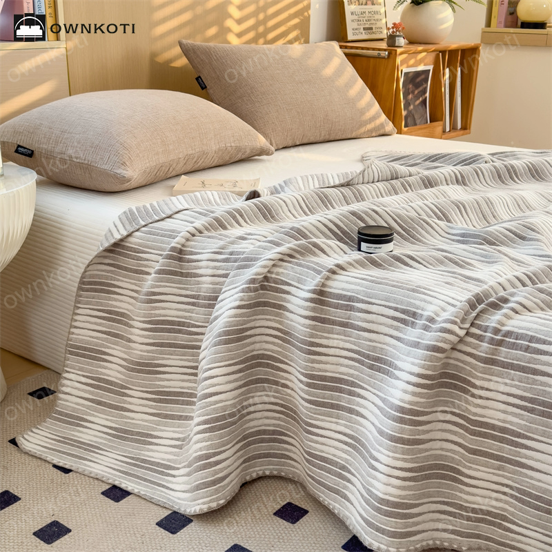 Cotton Gauze Striped Breathable Comfy Quilt