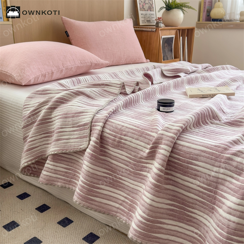 Cotton Gauze Striped Breathable Comfy Quilt