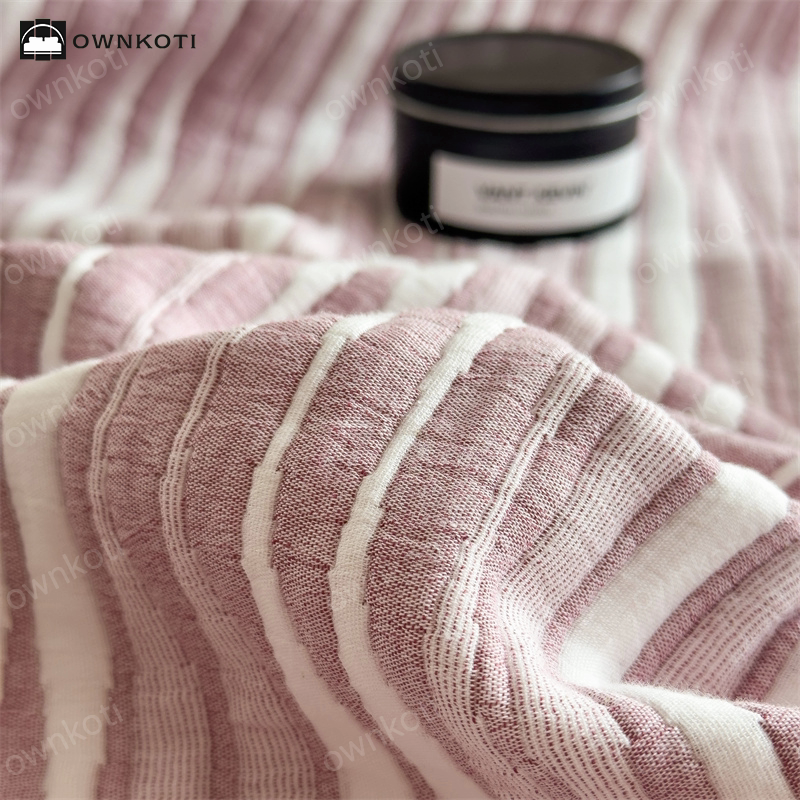 Cotton Gauze Striped Breathable Comfy Quilt