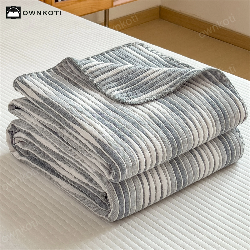 Cotton Gauze Striped Breathable Comfy Quilt