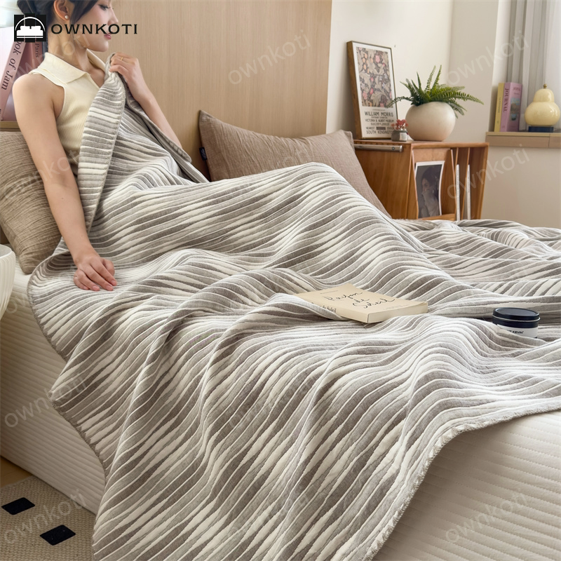 Cotton Gauze Striped Breathable Comfy Quilt