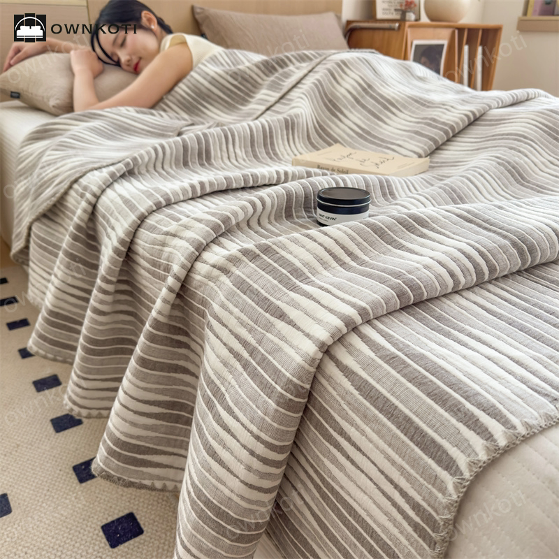 Cotton Gauze Striped Breathable Comfy Quilt