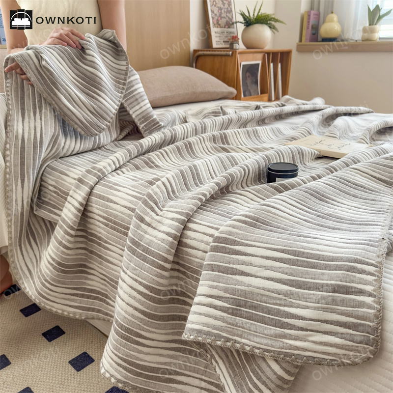 Cotton Gauze Striped Breathable Comfy Quilt