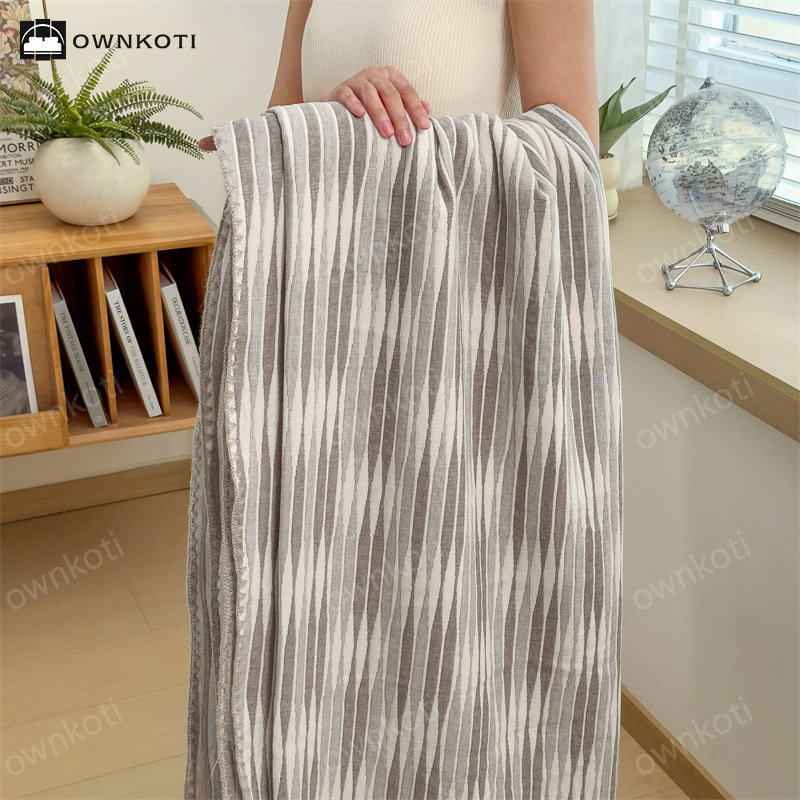 Cotton Gauze Striped Breathable Comfy Quilt