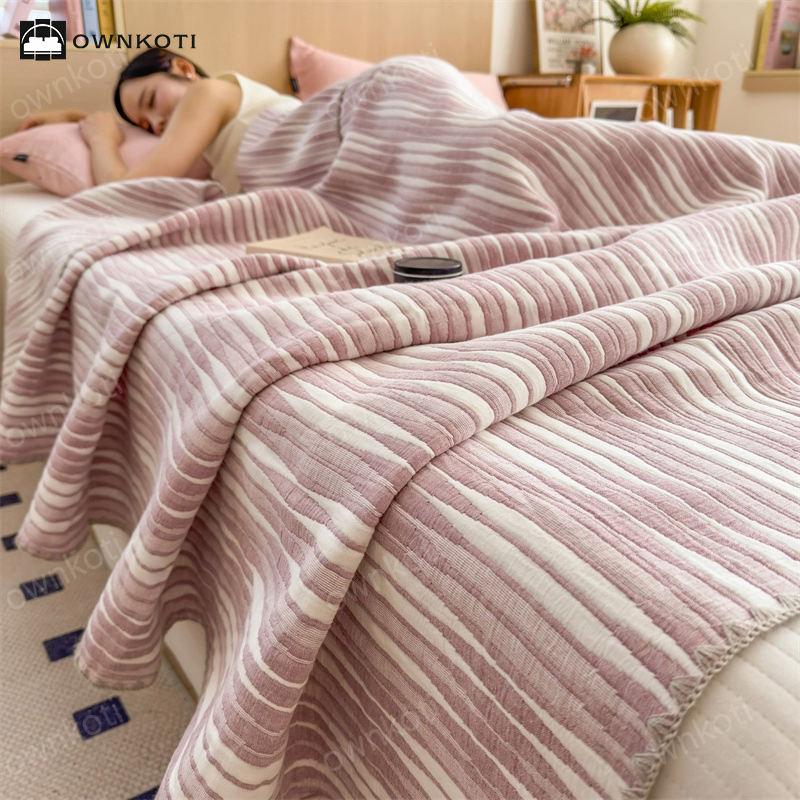 Cotton Gauze Striped Breathable Comfy Quilt