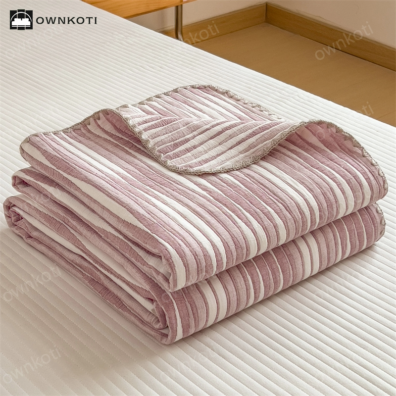 Cotton Gauze Striped Breathable Comfy Quilt
