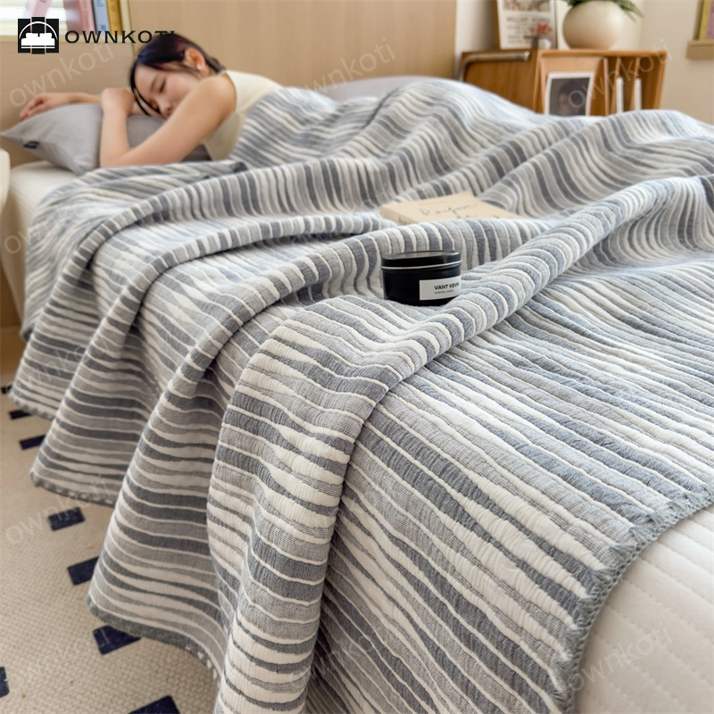 Cotton Gauze Striped Breathable Comfy Quilt
