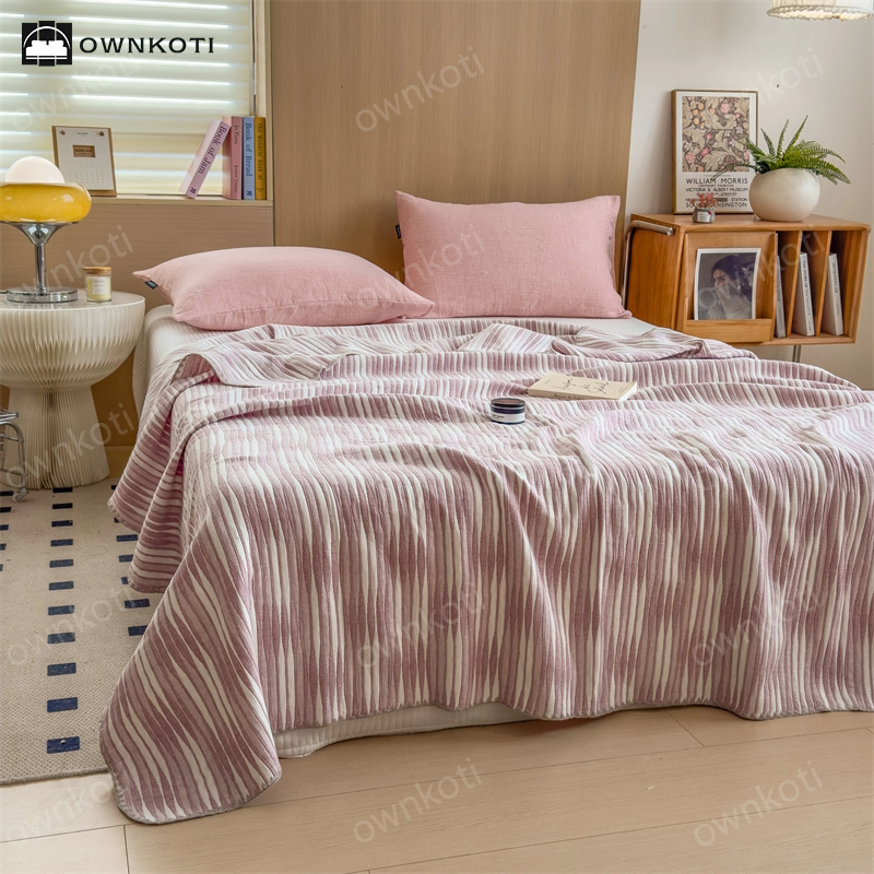 Cotton Gauze Striped Breathable Comfy Quilt