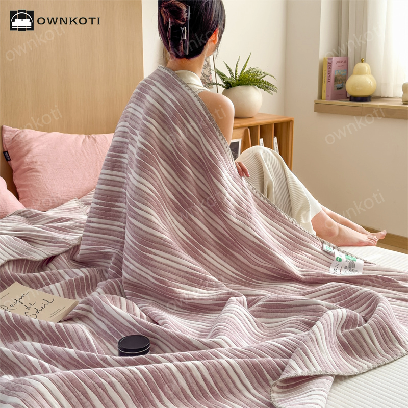 Cotton Gauze Striped Breathable Comfy Quilt