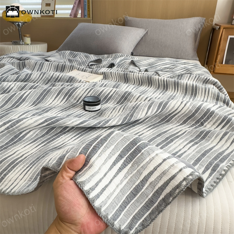 Cotton Gauze Striped Breathable Comfy Quilt