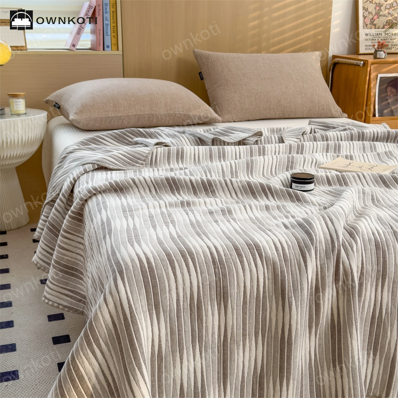 Cotton Gauze Striped Breathable Comfy Quilt