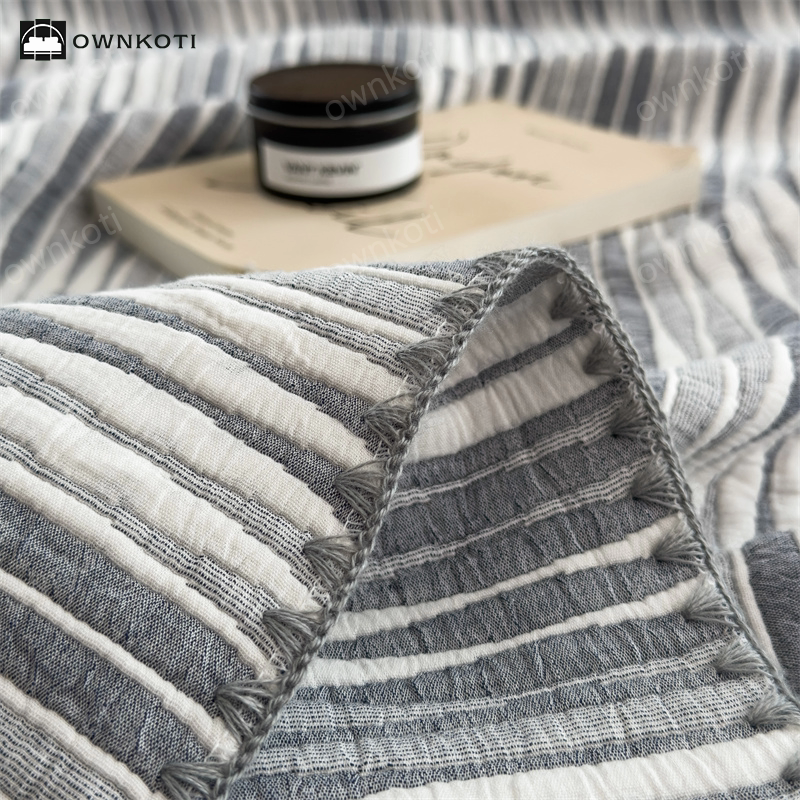Cotton Gauze Striped Breathable Comfy Quilt