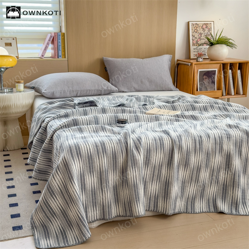 Cotton Gauze Striped Breathable Comfy Quilt