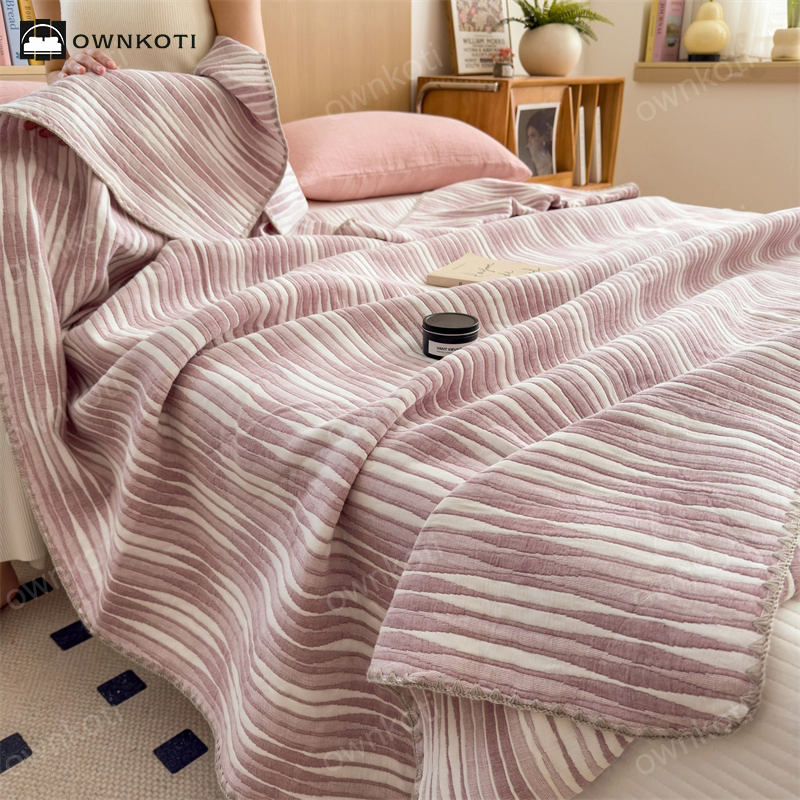 Cotton Gauze Striped Breathable Comfy Quilt