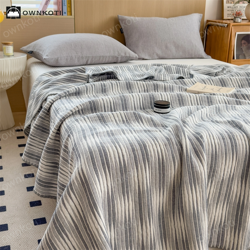 Cotton Gauze Striped Breathable Comfy Quilt