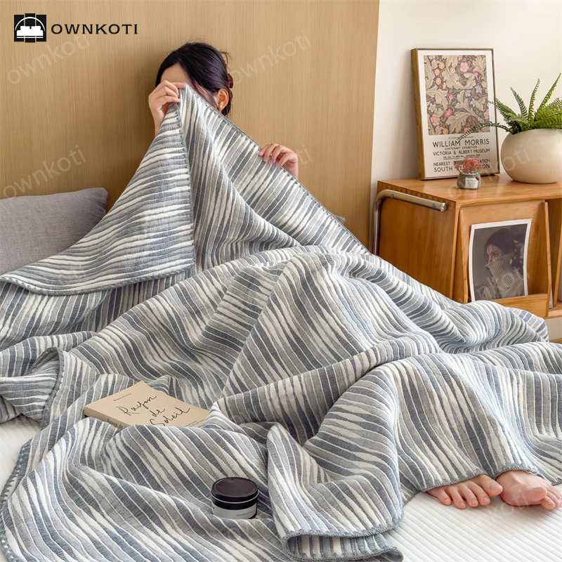 Cotton Gauze Striped Breathable Comfy Quilt