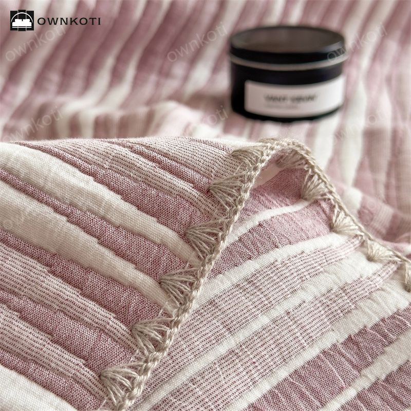 Cotton Gauze Striped Breathable Comfy Quilt