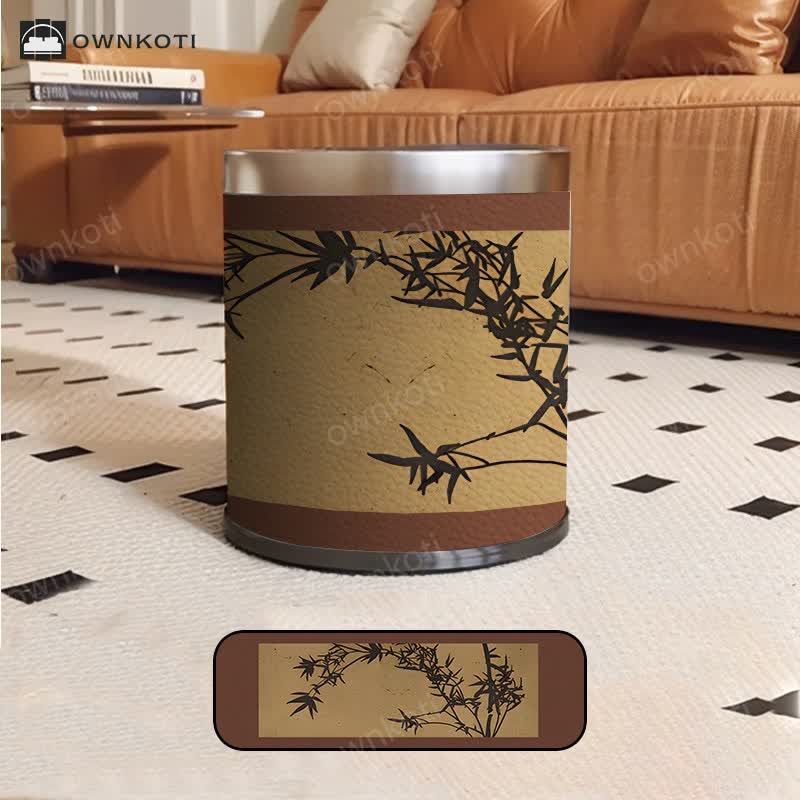 Luxurious Style Rural Bamboo Trash Can